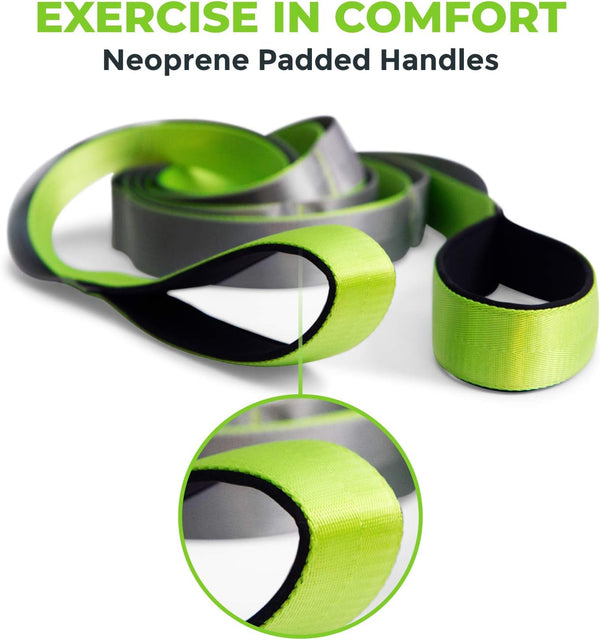 Gradient Fitness Stretching Strap for Physical Therapy, 12 Multi-Loop Stretch Strap 1.5" W x 8' L, Neoprene Handles, Physical Therapy Equipment,