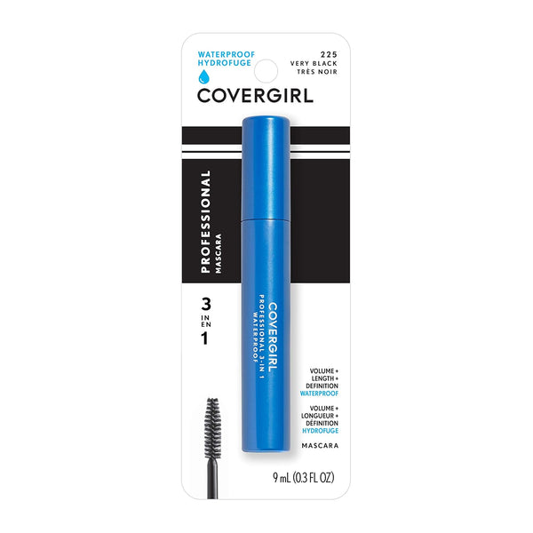 COVERGIRL Professional 3-In-1 Waterproof Mascara, Very Black 225, (Packaging May Vary), 0.3 Fl Oz (Pack of 1)