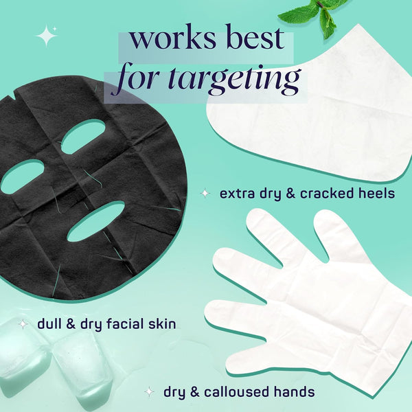 Spalife Men'S 12-Piece Spa Set: Repairing Hand Gloves for Dry Hands, Cooling Mint Foot Socks for Cracked Heels, and Moisturizing Face Mask