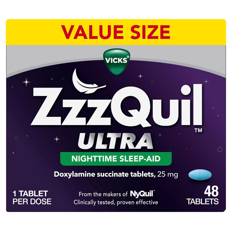ZzzQuil, Ultra, Sleep Aid, Doxylamine Succinate 25mg, Sleep Aids for Adults, Nighttime Sleep Aid, 48 Count
