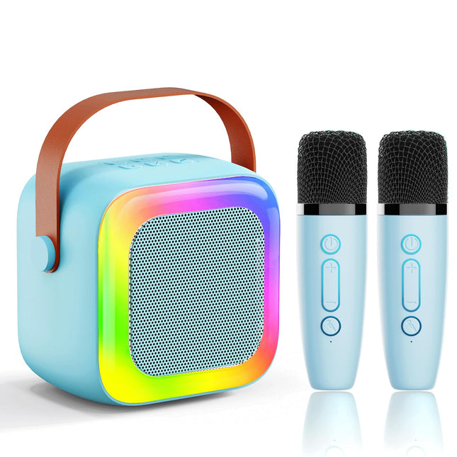Mini Karaoke Machine for Kids Teen Adults, Kids Karaoke Machine with 2 Wireless Microphones and LED Lights Toys for Chri