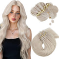 Moresoo Micro Link Hair Extensions Human Hair Bleach Blonde Micro Loop Hair Extensions Real Human Hair White Blonde Microlink Extensions Human