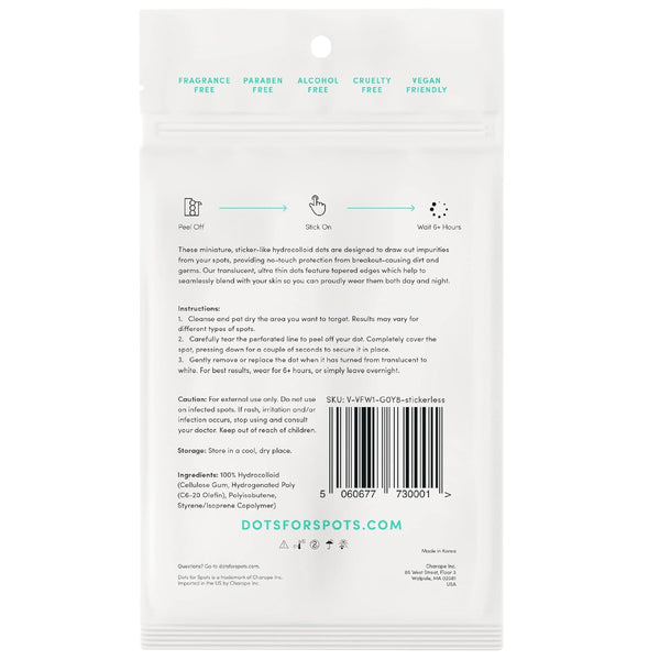 Dots for Spots Acne Pimple Patch For Face, Fast Acting, Translucent Hydrocolloid Zit Pimple Patches that Unclog Pores, Korean Skincare, Vegan,