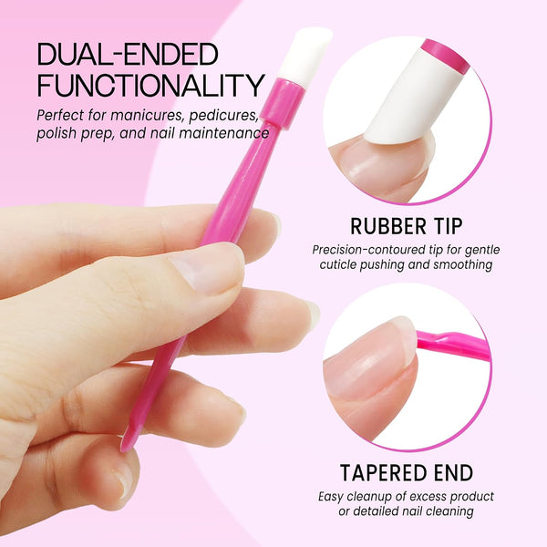Pana® USA (10Pcs in a Pack) Plastic Cuticle Pusher Hard Rubber Tipped Nail Art Tool Cleaner Remover