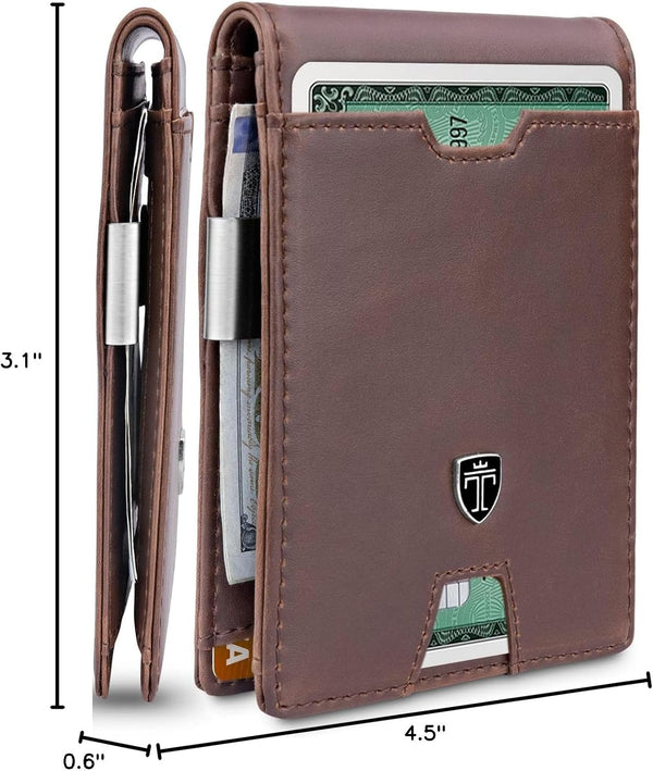 TRAVANDO Mens Slim Wallet with Money Clip AUSTIN RFID Blocking Bifold Credit Card Holder for Men with Gift Box