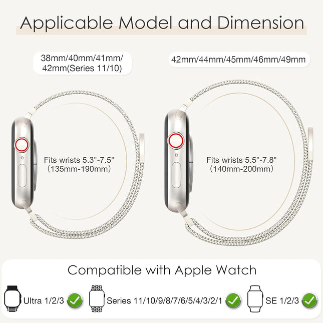 Original Milanese Loop Band Compatible with Apple Watch 38Mm 40Mm 41Mm 42Mm 44Mm 45Mm 46Mm 49Mm - Women & Men Magnetic C