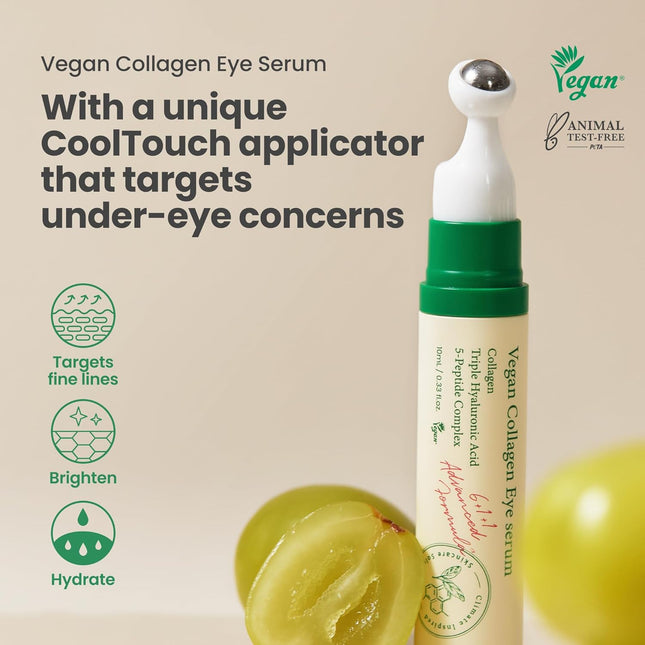 AXIS-Y Vegan Collagen Eye Serum - K Beauty Triple Hyaluronic Acid & Peptide Collagen Serum Improve Skin Elasticity, Redu