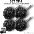 WhaleLife Bath Loofah Sponge for Shower - Body Scrubber 4-Pack Black Modern; Minimalist; Matte; Solid Black