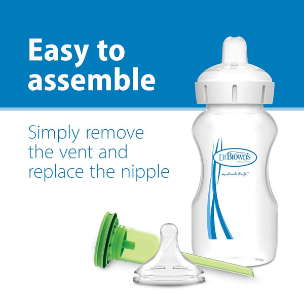 Dr. Brown's Options+ Wide-Neck Baby Bottle Silicone Sippy Spout, 6m+, 2-Pack Transitions Sippy Spout, 6m+ 2 Count (Pack of 1) Nipple
