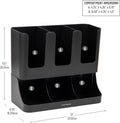 Mind Reader 6 Compartment Upright Breakroom Coffee Condiment and Cup Storage Organizer, Black
