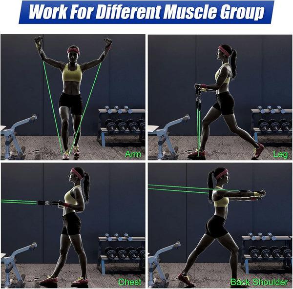 Resistance Bands Set, Himaly Exercise Bands Strength Training Fitness Bands Workout Elastic Bands with Legs Ankle Straps, Door Anchor, Handles &