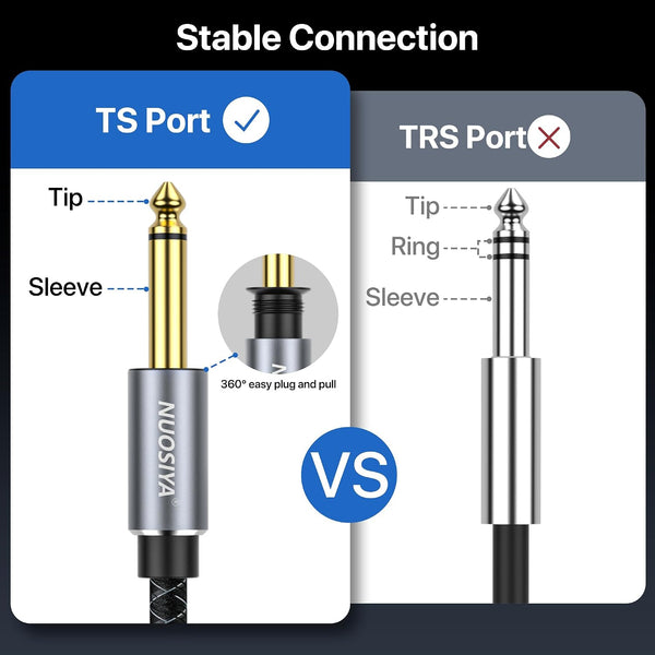 Guitar Cable 10FT, Electric Instrument Bass AMP Cord 1/4 Inch TS Guitar Cables with OFC-Graphene Hybrid Shield for Electric Mandolin, Pro Audio