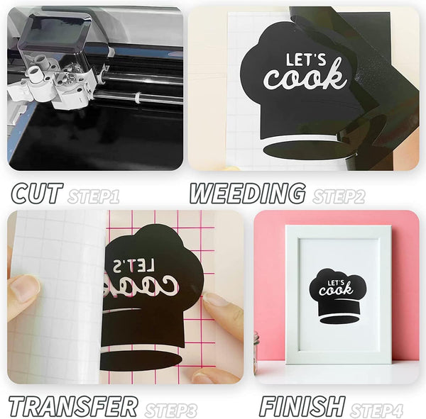 IModeur Glossy Black Permanent Vinyl 36 Pack (12" x 12") 36 Pack Permanent Vinyl Bundle for Silhouette, Cameo Cutters, Signs, Scrapbooking, Craft
