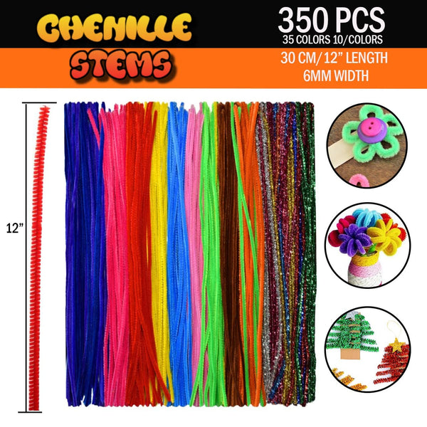 Performore Colorful Pipe Cleaners Craft Set 350-Pack Chenille Stem Wires in 35 Bright Colors 5mm Thick Reusable Twistable Fuzzy Sticks DIY Art