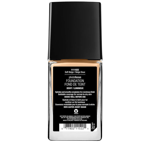 Wet N Wild Photo Focus Dewy Liquid Foundation Makeup, Soft Beige (Packaging May Vary)