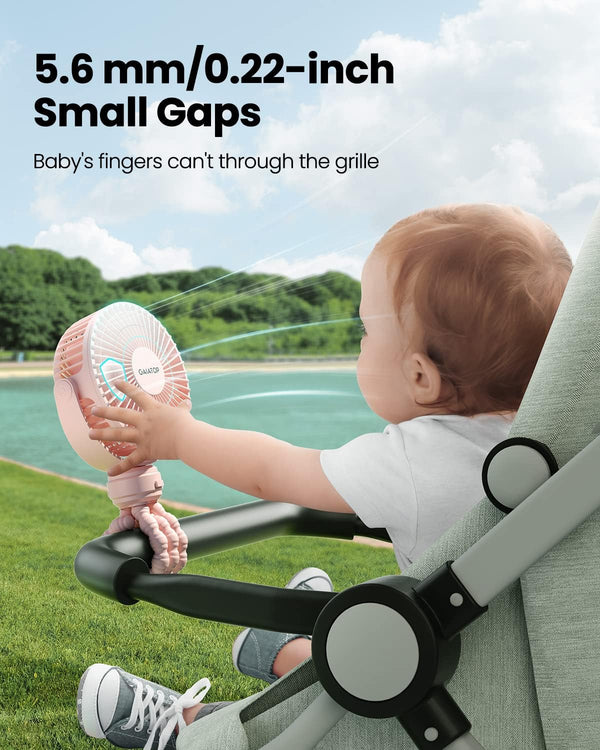 Gaiatop Mini Portable Stroller Fan, Battery Operated Small Clip on Fan, Detachable 3 Speed Rechargeable 360° Rotate Flexible Tripod Handheld Desk
