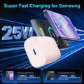 Super Fast Charger Type C, 25W USB C Wall Charger Fast Charging 6.6FT Cable Pink 6.6FT