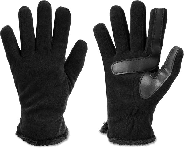 isotoner womens Stretch Fleece Gloves With Microluxe Lining and Smart Touch Technology One Size Black