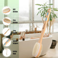 Back Scrubber, 43cm Long Wooden Double-Sided Shower Body Brush with Soft and Stiff Bristles for Exfoliating Skin