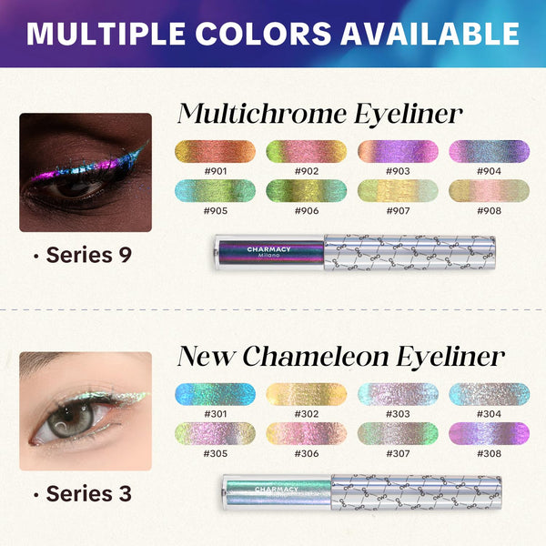 CHARMACY Multichrome Eyeliner Liquid Liner, Glitter liquid eyeliner waterproof, Metallic Intense Color Shifting Colorful Eyeliner, Long wearing,