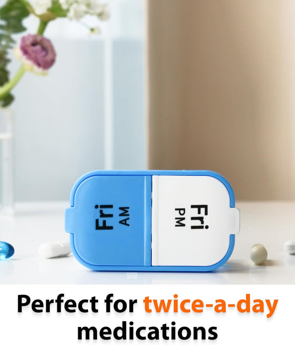 Extra Large Pill Organizer – Weekly Pill Box 7 Day AM PM for Big Vitamins & Supplements, Large Capacity Medication Dispenser with 7 Detachable