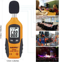 Decibel Meter, RISEPRO® Digital Sound Level Meter 30 – 130 Db Audio Noise Measure Device Backlight MAX/MIN, Data Hold Auto Power off Dual Ranges HT-80A