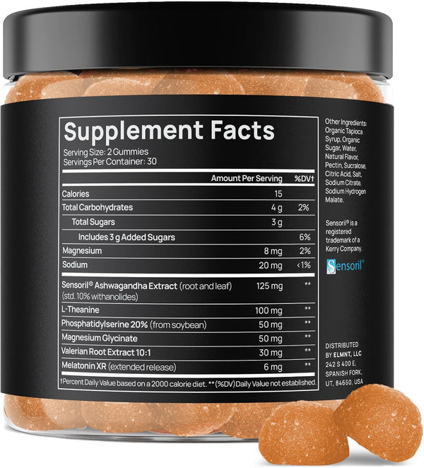 2,450mg Extra Strength Melatonin XR Sleep Gummies w. Slow Release Melatonin, Magnesium Theanine & Sensoril Ashwagandha - Time Release Melatonin