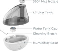 Pure Enrichment Mistaire Silver Ultrasonic Cool Mist Humidifier for Bedroom, Office, Nursery & Indoor Plants - Lasts up to 25 Hours, Whisper-Quiet