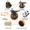 4 Inch Caster Wheels 2000Lbs, Threaded Stem Casters Set of 4 Heavy Duty, 1/2"-13 x 1 (Screw Diameter 1/2", Stem Length 1"), Safety Dual Locking