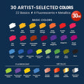 Airbrush Paint, 30 Water-Based, Quick-Drying Colors for Artists & Beginners, Ideal for Wood, Ceramic, Paper, Plaster, Canvas, Plastic (30