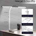 2-in-1 Desk Lamp with RGB Backlight,Architect Desk Lamps for Home Office,24W Tall Desk Lamp with Clamp,60"Timer,25 Lighting Modes,Eye Protection