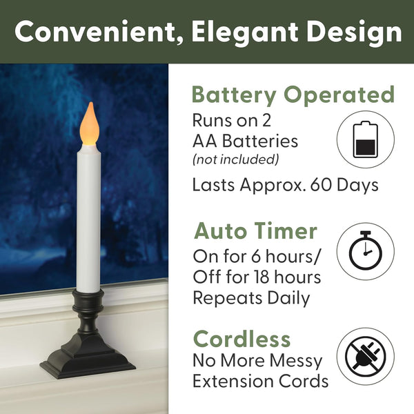 612 Vermont Battery Operated LED Window Candles with Flickering Amber Flame, Automatic Timer, 9.75 Inches Tall, VT-1206A (Pack of 4, Antique Bronze)