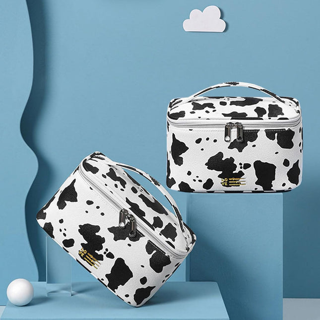 KITENROM Portable Makeup Bag Cow Printed Cosmetic Bags for Women Medium Pouch Ca
