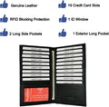 Marshal Bifold Leather RFID Blocking Wallet For Men & Women | Genuine Leather Holder With 19 Slots, 2 Bill Compartments & ID Window For