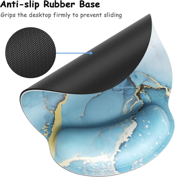 Ergonomic Mouse Pad with Wrist Support, Marble Style Memory Foam Wrist Rest Mouse Pads, Cute Computer Laptop Office Accessories Decor, Pain Relief