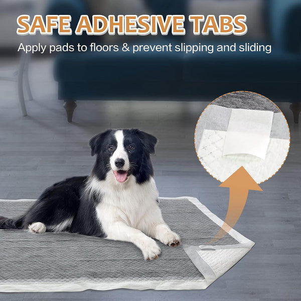 Charcoal Puppy Pads with Adhesive Tape, Dog Pee Pads Extra Large 28" x 34" - 30 Count, Potty Pads for Dogs for Odor-Control & Leakproof,