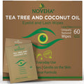 NOVEHA Tea Tree & Coconut Oil Eyelid & Lash Wipes | for Demodex, Blepharitis & Itchy Eyes, Box of 60 Individually Wrapped Eyelash Wipes with Aloe
