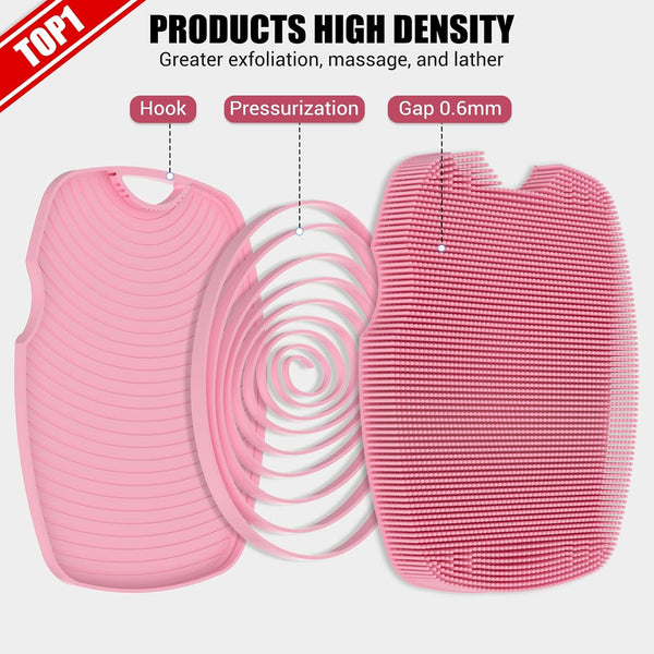 Canroom Zinc Infused Silicone Body Scrubber, Quick-Dry Bath Brush Pink