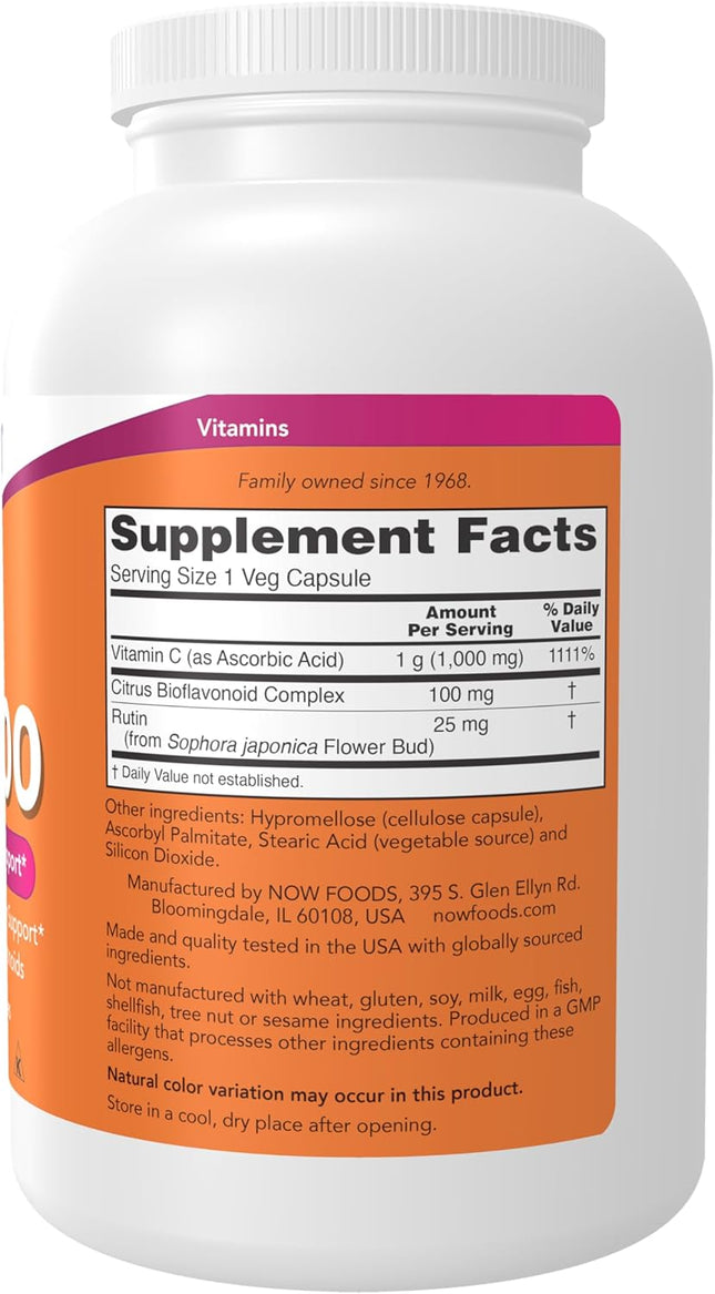 NOW Foods Supplements, Vitamin C-1,000 with 100 Mg of Bioflavonoids, Antioxidant
