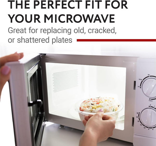 IMPRESA Microwave Glass Plate Replacement - 9.6-Inch Clear Tempered Glass Microwave Tray with 3-Part Coupler & Centerpiece - Compatible with LG,