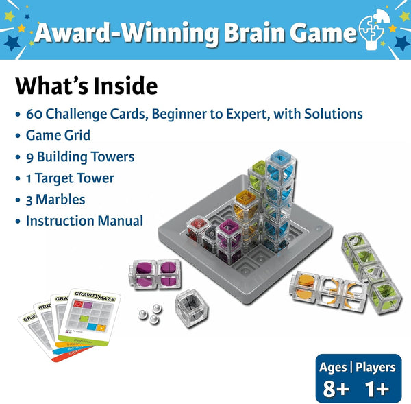 ThinkFun Gravity Maze - Falling Marble Logic Game - Challenging STEM Toy for Kids 8-12 - Gravity Marble Maze - Brain-Building Fun - Educational