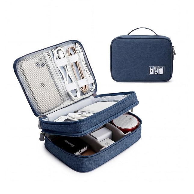 Mygreen Electronic Organizer Travel Cable Organizer Bag for Hard Drives, Cables, Charger, Phone, USB, SD Card Dark Blue