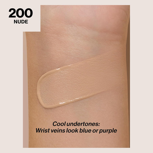 Revlon Liquid Foundation, Colorstay Face Makeup for Normal & Dry Skin, SPF 20, Longwear Medium-Full Coverage with Natural Finish, 200 Nude, 1 Fl Oz