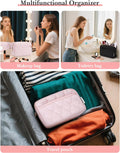 Noozion Makeup Bag Travel Toiletry Bag, Puffy Padded Cosmetic Bag for Women, Makeup Organizer Case, Wide-open Pouch Purse, Travel Essentials Black