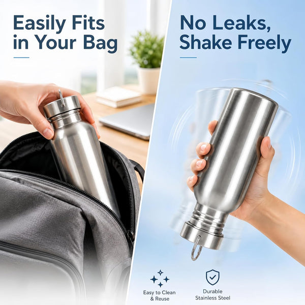 Yopay 2 Pack Sports Water Bottle, 12OZ Single Walled 18/8 Stainless Steel Water Bottle for Cyclists, Runners, Hikers, Beach Goers, Picnics,
