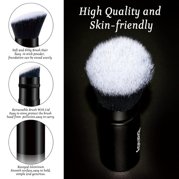 Makeup Brush Kabuki Face Brushes Retractable Travel Blush Kabuki Brush Portable Flawless for Foundation, Powder Blush, Bronzer, Buffing, Liquid,