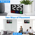 Digital Wall Clock,11.5" LED Digital Alarm Clock Large Display,With Remote Control,Adjustable Brightness, Calendar, Temperature, Snooze, 12/24 H,