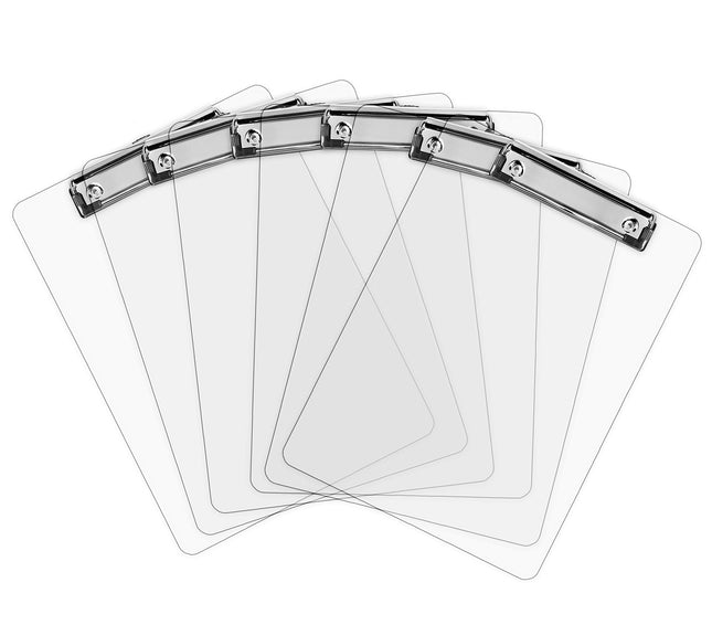 Plastic Clipboards (Set of 6) Transparent Clipboard (Clear) Strong 12.5 X 9 Inch