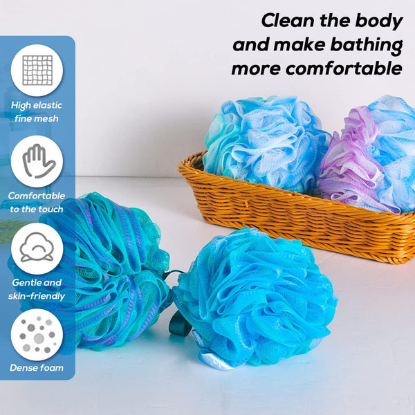 10 Pcs Shower Loofahs,Bath Shower Loofah Sponge,Exfoliating Shower Pouf Balls for Women,Men,Body Wash Bathroom,Exfoliate with Beauty Bathing