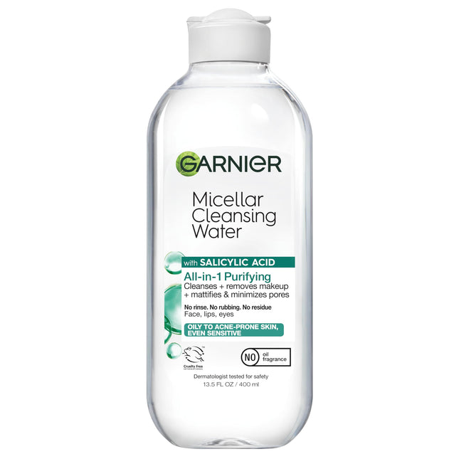 Garnier Micellar Water with Salicylic Acid, All-In-1 Mattifying Facial Cleanser 